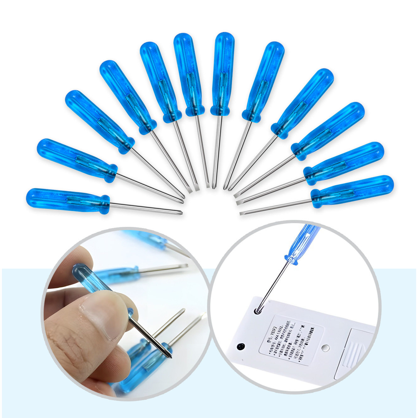 水晶蓝批柄 全长45mm迷你小螺丝刀 手机维修工具 玩具配送