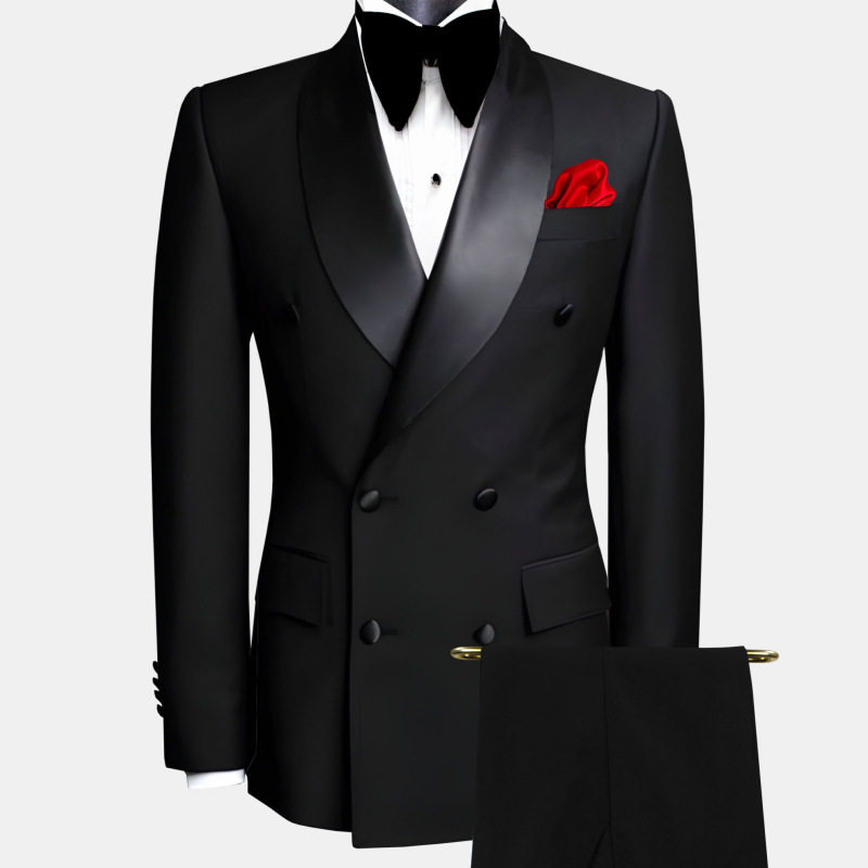 men's two-piece set host banquet double-breasted color wedding banquet suit