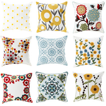 New Style Towel Embroidered Pillowcase, Pastoral Style Home Sofa Pillow Without Insert, Headboard Cushion, Office Lumbar Support Cushion