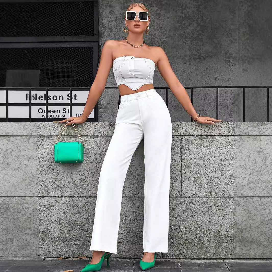 Womens Straight Leg Denim Jeans Slim Fit Versatile Style Trendy Design Casual Wear Ready to Ship