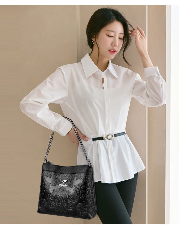 Túi đeo chéo nữ dáng vuông nhỏ đa năng phối đồ hàng ngày — màu đen, Màu nâu, Màu tím đỏ, Màu trắng