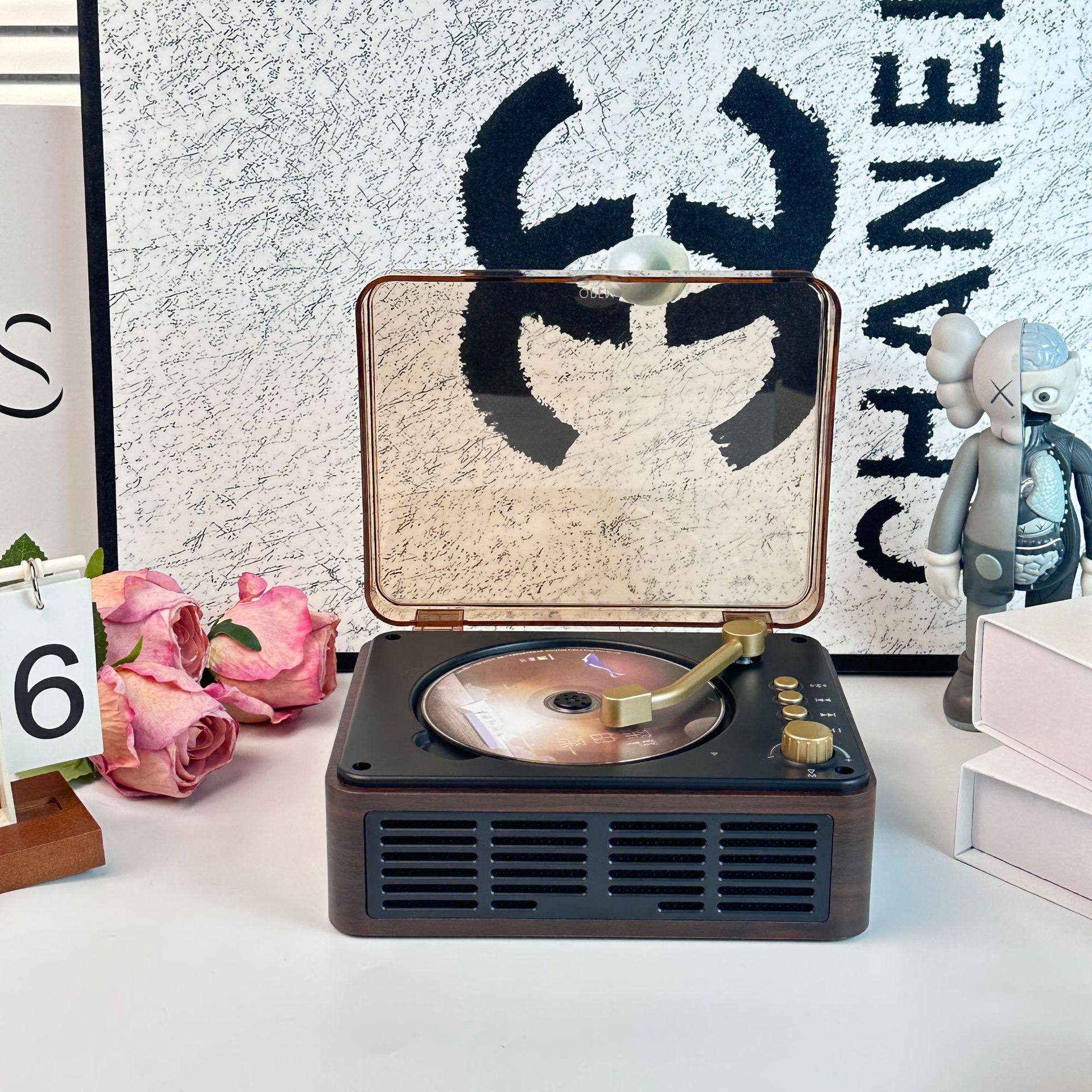 Cross-border Amazon Bayin box retro multi-function CD player Bluetooth radio album CD player birthday gift