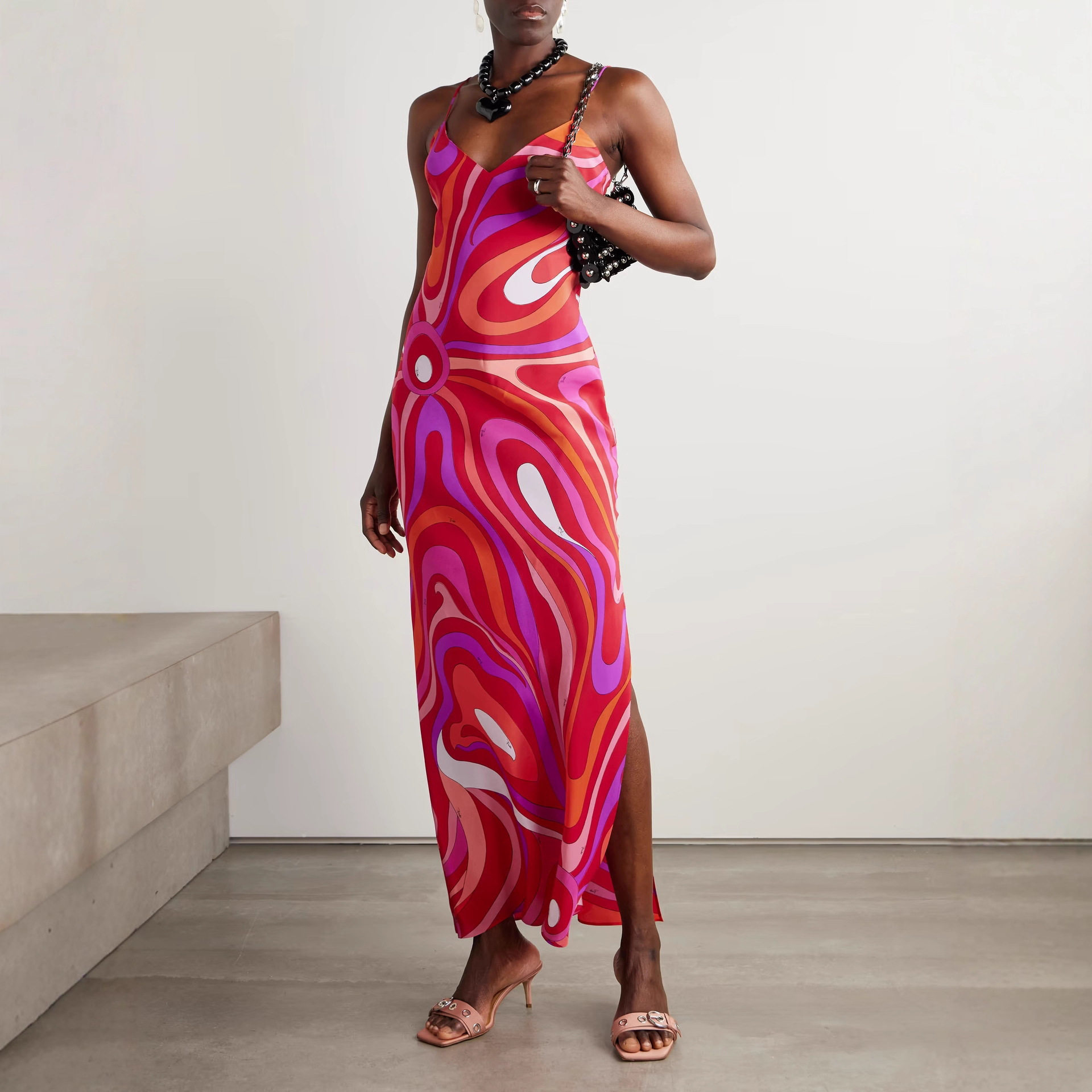 Womens Sexy Floral Print Split Maxi Dress Stylish Minimalist Design Perfect for Autumn Occasions Wholesale Available