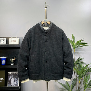 White Duck down Knitted Woolen Fake Two-Piece Plaid Lightweight down Jacket Men's Winter 2025 New Loose Cardigan Jacket