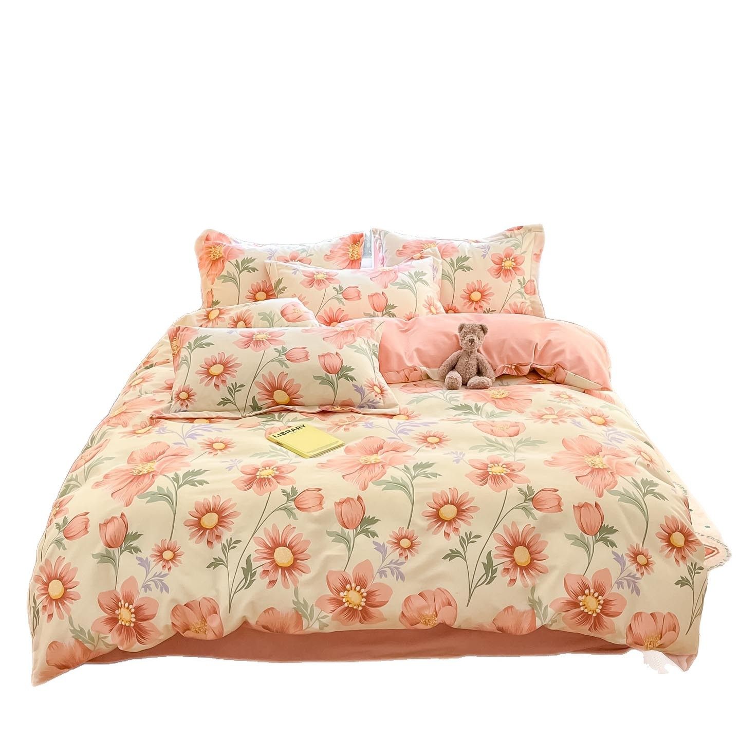 Autumn and Winter Thickened Raw Cotton Brushed Four-Piece Set with Printed 2025 New Style Duvet Cover, Bed Sheet, Fitted Sheet, Three-Piece Bedding Set