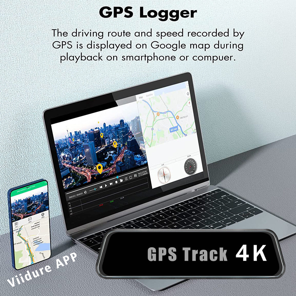 10-Inch 4K Full-Screen Dual Recording Car Dvr Driving Recorder Hd Supports Wifi Gps Dual-Lens Recorder