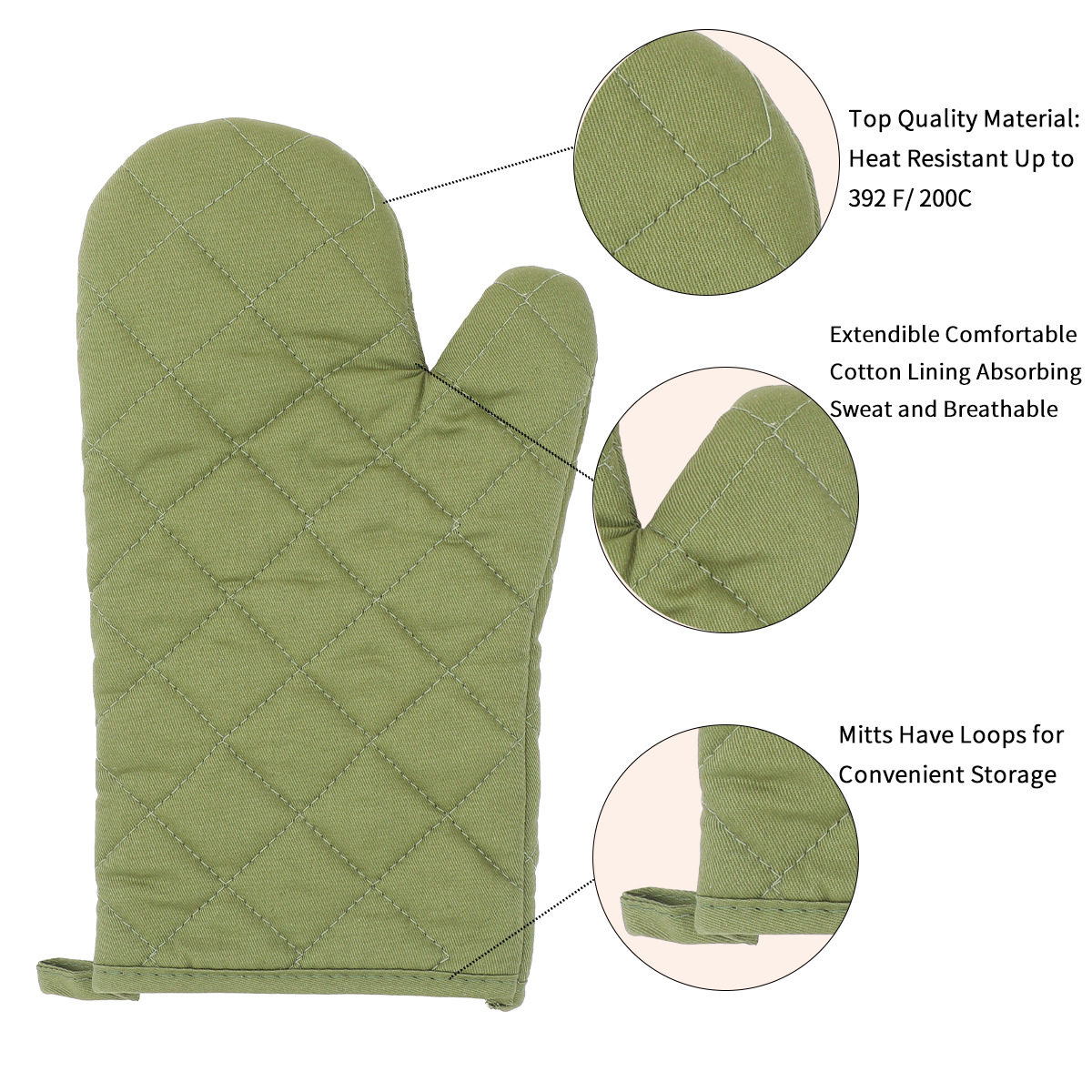 Cross-border heat insulation gloves four-piece set of high temperature resistant solid color microwave oven gloves kitchen baking anti-scalding heat insulation pad