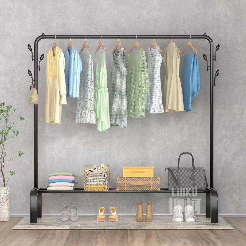 Indoor Floor Hanger Balcony Clothes Drying Rod Bedroom Hanger Simple Single Rod Clothes Rack Drying Quilt Hanger