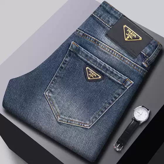 2025 New High-End Men's Jeans Spring/Summer Style Stretch Slim Straight-Leg Brand European Casual Trendy Pants