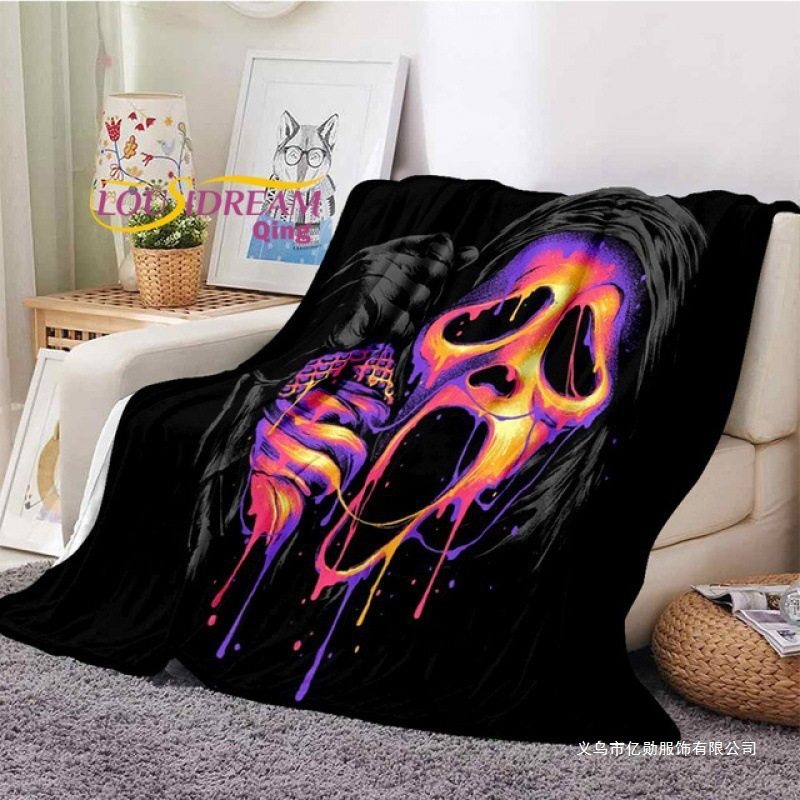 Screaming Face Horror Blanket Cute Flannel Blanket Blanket Bedding Blanket Soft Cartoon Lazy Blanket