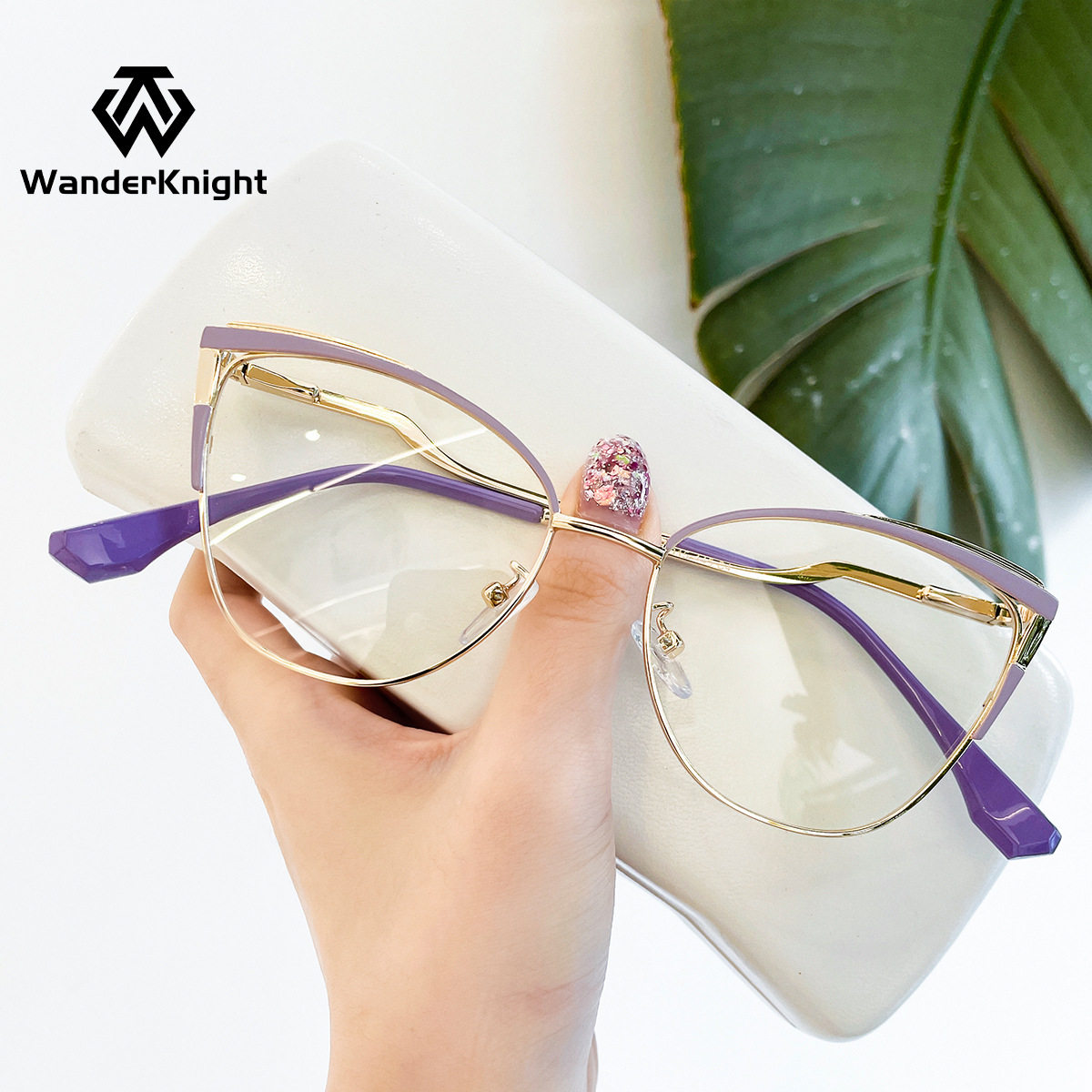 New Cat's Eye Metal Frame Optical Anti-blue Light Computer Glasses Glasses Stainless Steel Frame