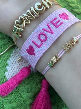 跨境时尚热卖款26个字母自主创意DIY组搭手链镀首饰品