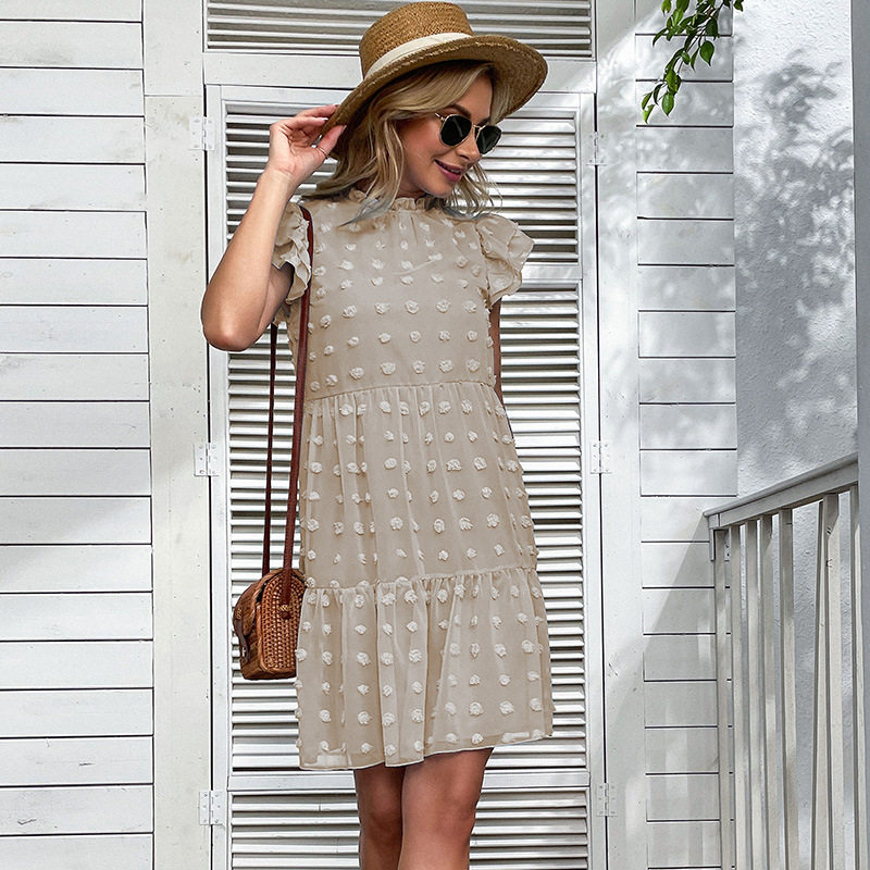 Blue Loose Floral Chiffon Dress Summer Fashion Comfortable Fit Elegant Style Wholesale Available