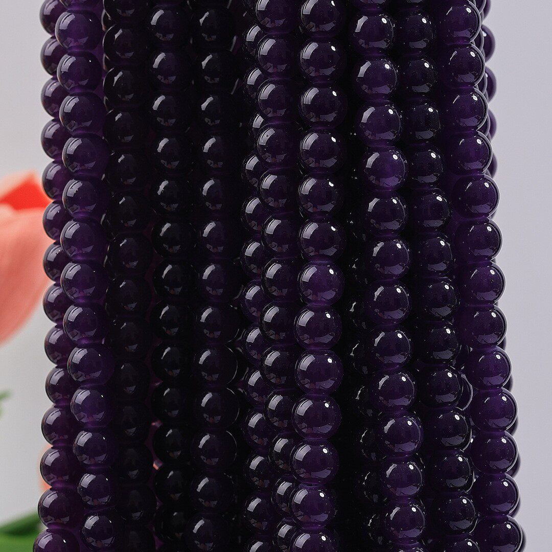 玻璃仿玉圆珠纯色散珠手工diy玉髓手链项链散珠子琉璃珠饰品配件