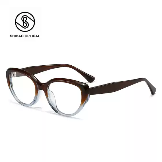Trendy European and American Cat's Eye Plain OL Myopia Plate Glasses Frame Academic Style Wear Gradient Color Frame
