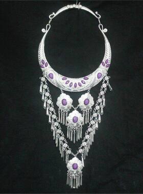 新款银饰项圈苗族头饰银帽子民族舞台演出大人小孩配戴银饰项圈