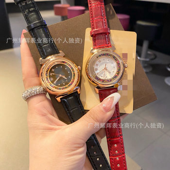 Cross-Border E-Commerce Platform L's Fortune-Turning Watch Dial Women's Watch Rotating Diamond Belt Fashion Women's Watch V