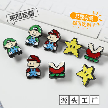 New Cartoon Pixel Mario Clogs Shoe Charms DIY Shoe Buckle Accessories Integrated Buckle 3D Cute Shoe Charms
