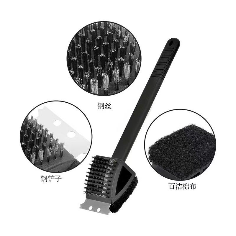 Plastic Handle Barbecue Brush Copper Wire Steel Wire Grill Cleaning Brush Spatula Fork Knife Sweeper Skewer Bbq Set Pineapple