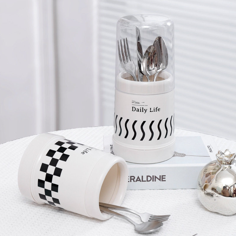 Colorless Chopsticks Holder Light Luxury Creative Wave Pattern Chopsticks Cage Simple Stripe Draining Chopsticks Box Ins Storage Rack