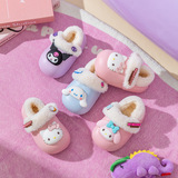 Детская хлопчатобумажная обувь Sanrio на высоком каблуке, новинка зимы, плюс бархат для сохранения тепла и нескользящей домашней и уличной одежды, съемная хлопчатобумажная подкладка