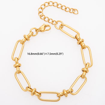 Thick Square Oval 8-Shaped Titanium Steel Bracelet, Personalized High-End Stainless Steel Gold-Plated Jewelry Anklet Necklace Waist Chain