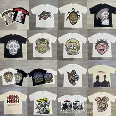 Cross-Border E-Commerce Y2K Harajuku Style T-Shirt Men's Hip-Hop Special Graphic Print Large Cotton Punk Short-Sleeved Casual T-Shirt