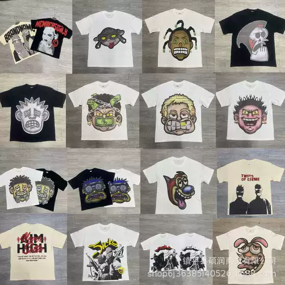 Cross-Border E-Commerce Y2K Harajuku Style T-Shirt Men's Hip-Hop Special Graphic Print Large Cotton Punk Short-Sleeved Casual T-Shirt