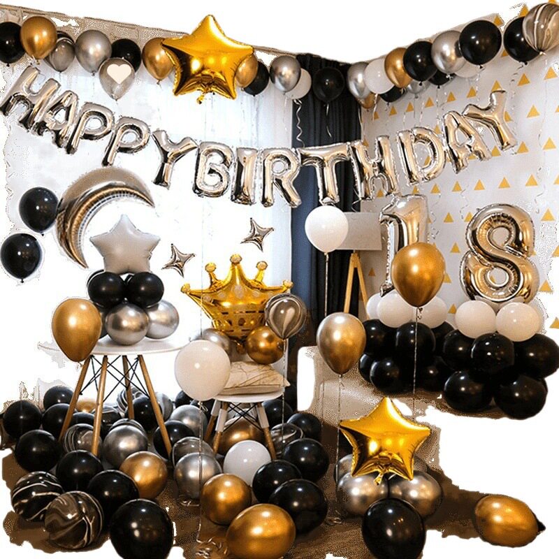 Birthday Balloon One-Year-Old Decoration Coming-Of-Age Party Kidsren Boys and Girls Scene Layout Background Wall Theme Party