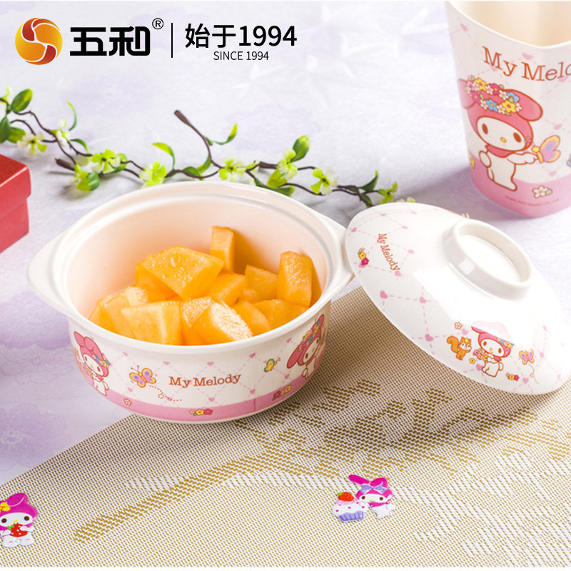 Wuhe meilti children's tableware for Girls cute cartoon baby food supplement bowl melamine anti-scald Cup plate