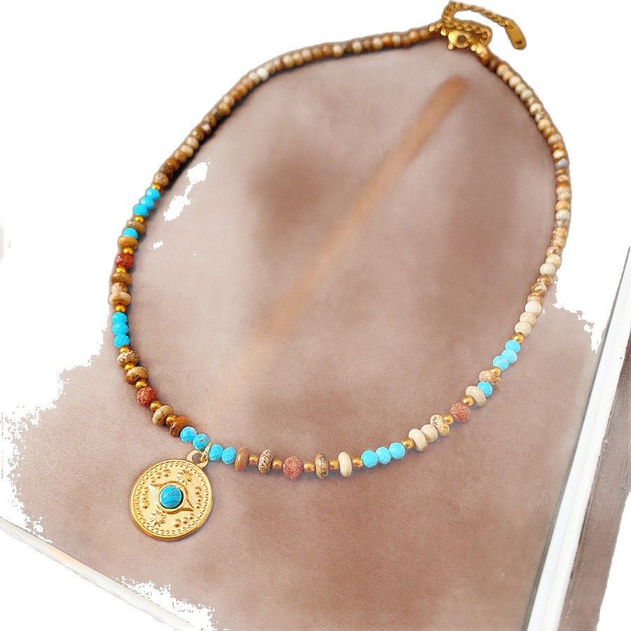 Bohemian Retro Sun Stacking Necklace Accessible Luxury High-End Clavicle Chain Niche Ethnic Style Necklace for Women