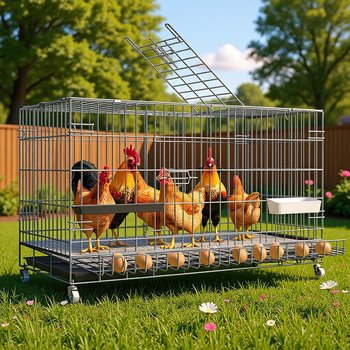 Chicken Cage Household Outdoor Extra Large Rainproof Household Indoor Rural Foldableing Automatic Feces Cleaning Wire Mesh Breeding Cage