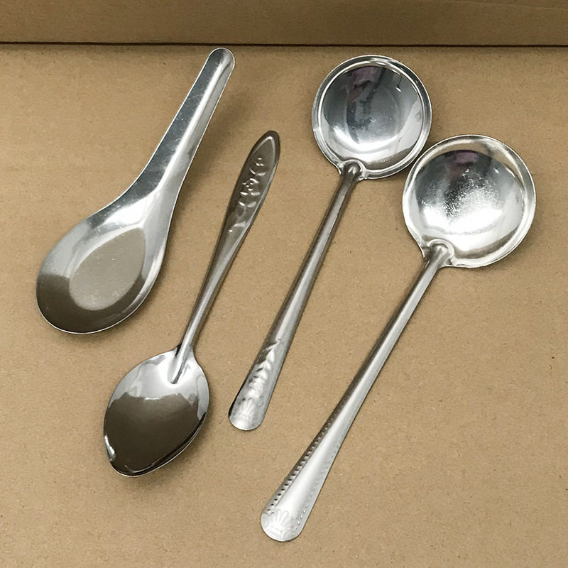 Source Manufacturer Stainless Steel Spoon Rose Spoon Round Spoon Household Flat-Bottomed Spoon Student Cafeteria Restaurant Eating Spoon Soup Spoon