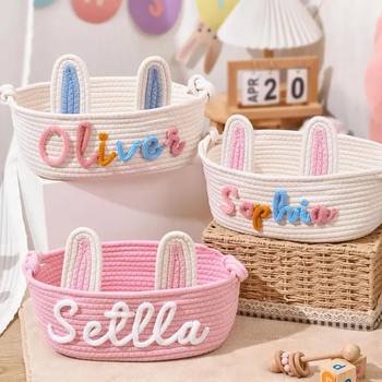 Etsy Pet DIY English Storage Basket Cotton Rope Easter Rabbit Satchel Basket Sundry Cotton Rope Woven Storage Basket