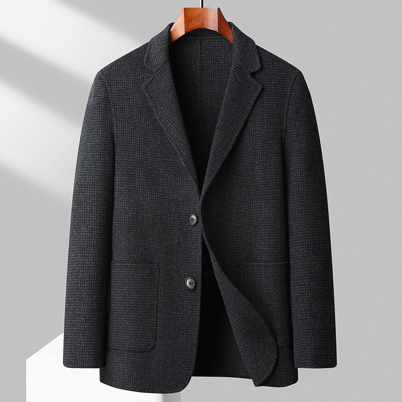 Áo Vest Nam Hai Mặt Dáng Ôm Họa Tiết Kẻ Houndstooth Lông Cừu Màu Nâu, Xám, Xanh Navy, Xám Đậm...