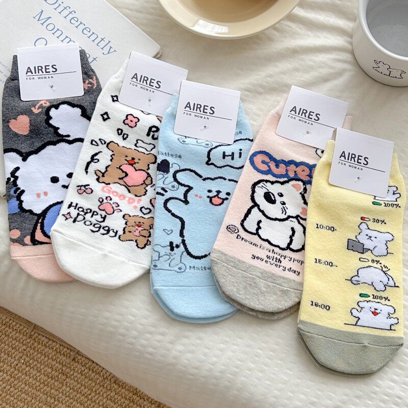 袜子女春秋薄款透气水果袜浅口隐形ins潮可爱日系船袜春夏学生袜