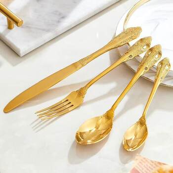 French Royal High-End Tableware Stainless Steel Spoon Steak Knife Fork Knife Fork Spoon Set Factory-Produced and Sold