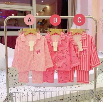 Children's Pajamas, Girls' Spring Loose Thin Long-Sleeved Pants Two-Piece Suit, Pink Spring & Fall Home Clothes for Kidsren
