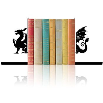 Metal Bookend L-Shaped 2-Piece Set Black Mythical Pterosaur Iron Art Desktop Decoration Bookend Office Storage Clip Wholesale