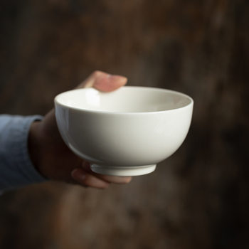[rice white] Dehua white porcelain rice bowl 5 inch ceramic soup bowl 400 ml household rice bowl porridge bowl meal bowl