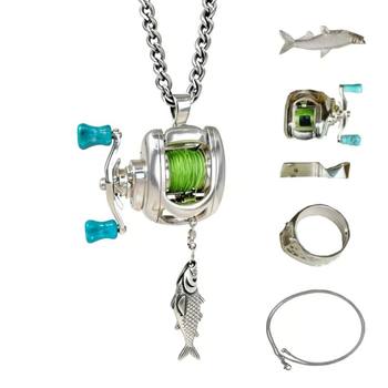 Cross-Border Fun Stylish Mini Luya Fishing Reel Jewelry Set Reel Jewelry Set Necklace