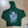 Spider web blue [dark green hooded sweatshirt]