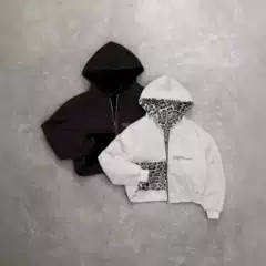 2025 European and American New Autumn and Winter New Hooded Sweatshirt Reversible Retro Leopard Print Zipper Hoodie Loose Top