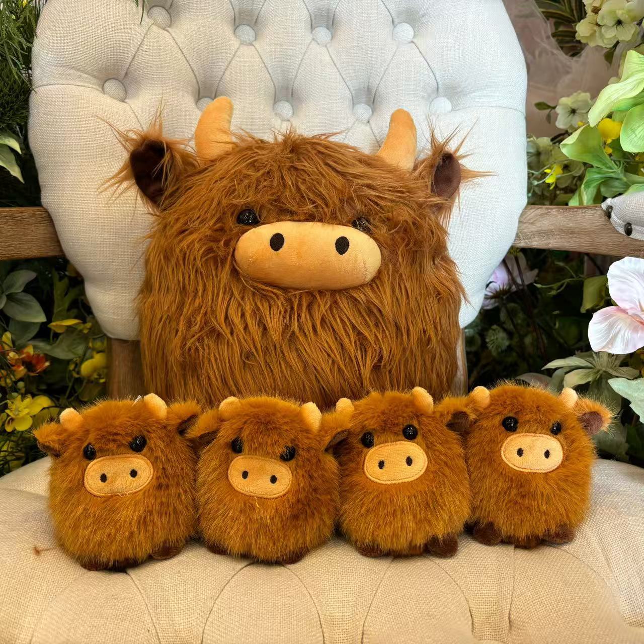 跨境现货长毛牛Highland Cow仿真苏格兰高地牛动物毛绒玩具公仔