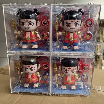 Senge Nezha Doll Ornaments Pull Rope Gyro Launcher Rotary Battle PK Children Boys Ejection Toy Gift