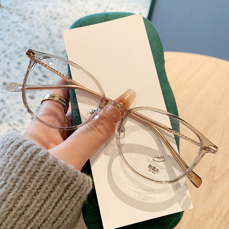 Black Frame Advanced Sense Glasses Women's Power-adjustable Myopia Lenses Anti-blue Light Eye Frame Large Face Display