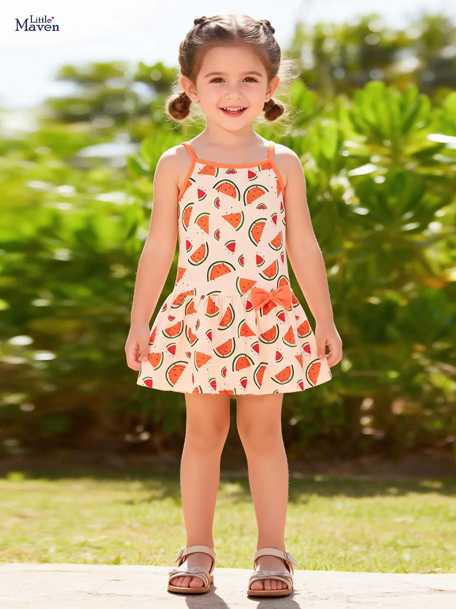 Gaun selempang anak perempuan musim panas, gaun anak gaya, gaun bayi lucu