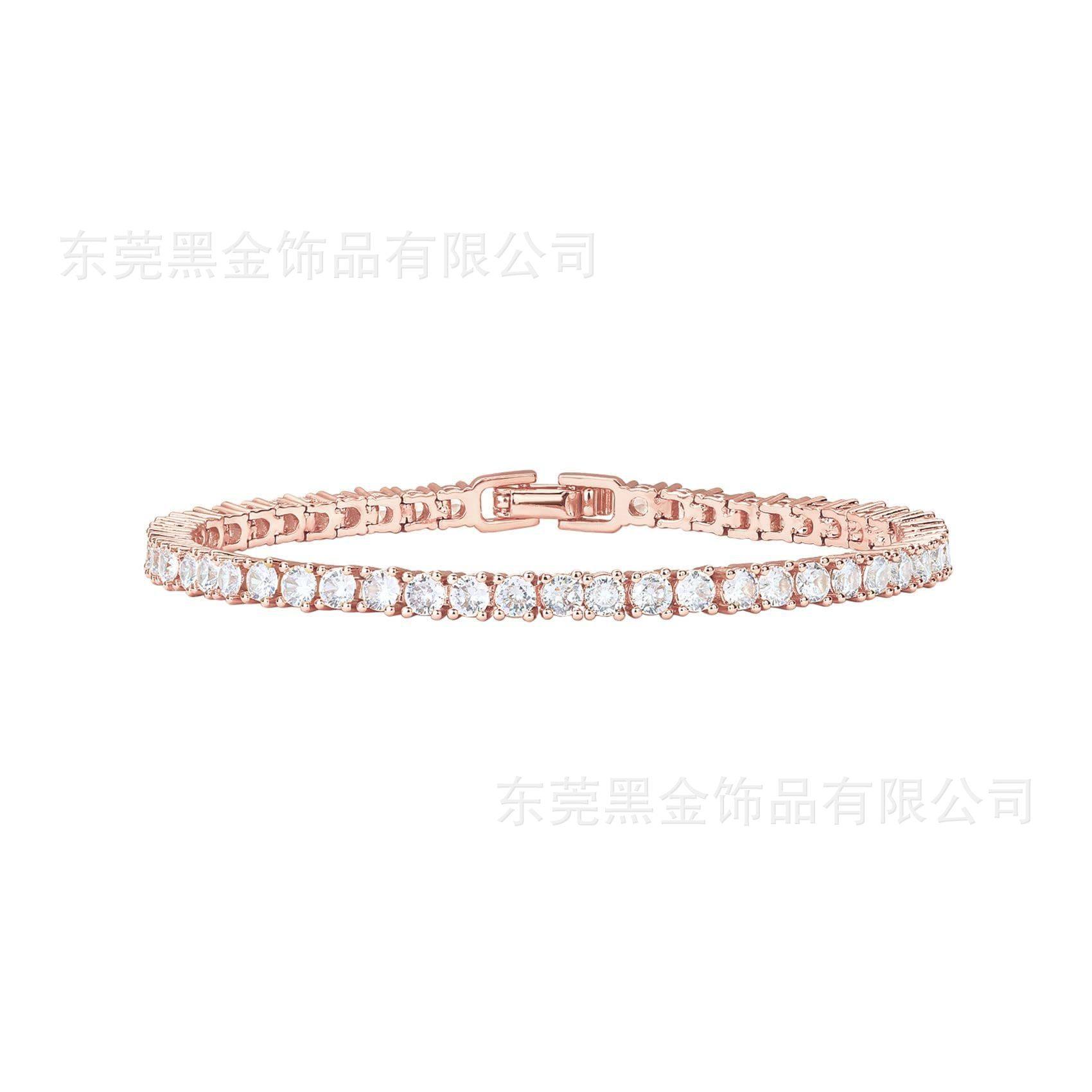 Cross-border Amazon explosions 18K full diamond bracelet single row tennis men's and women's bracelet anklet jewelry wholesale