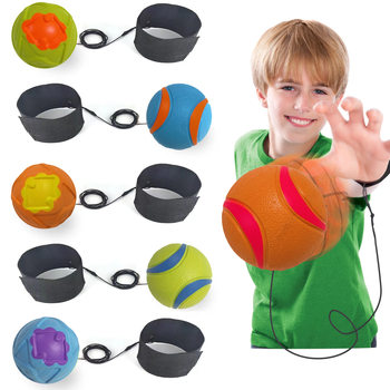 63mm rubber wrist ball four fluorescent basketball hand throw elastic ball Solid Foam wear rope rebound ball foreign trade