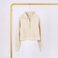 Bone white gold zip stand collar half zip sweatshirt